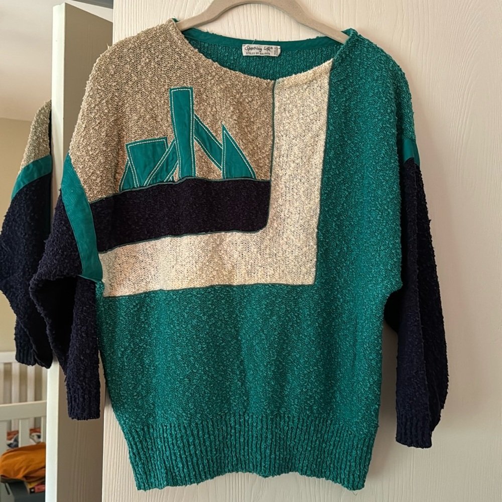 Vintage 80s Sporting Life by Hauber Blue Sweater from West Germany